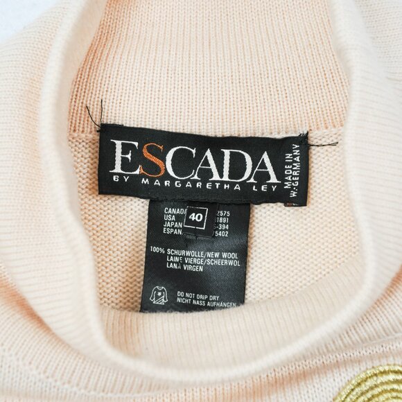 1980s Escada Abstract Wool Knit Sweater | Size L/XL - Picture 9 of 9
